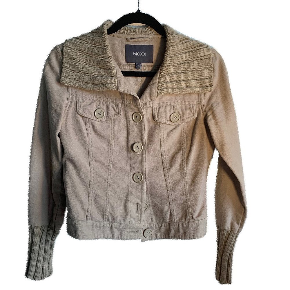 Cozy MEXX Cotton flannel jacket with knit trim Sz6